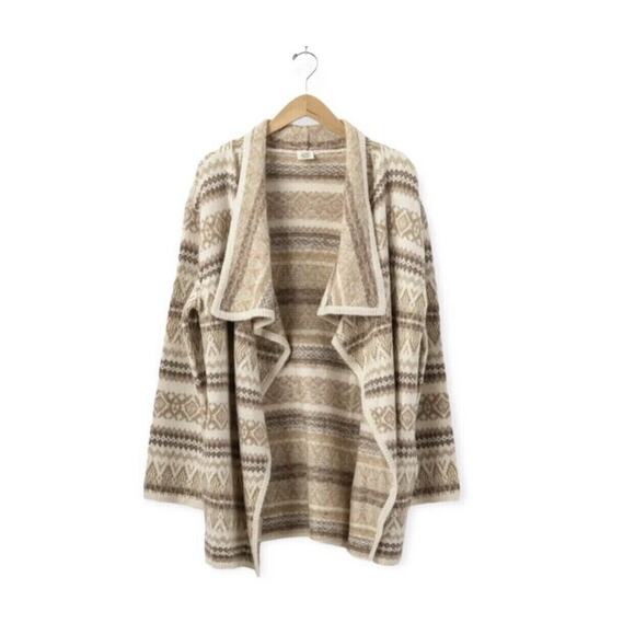 Matilda Jane Good Hart Fair Isle Sweater Cardigan Medium Bohemian Tan Cream NWT - Picture 1 of 10